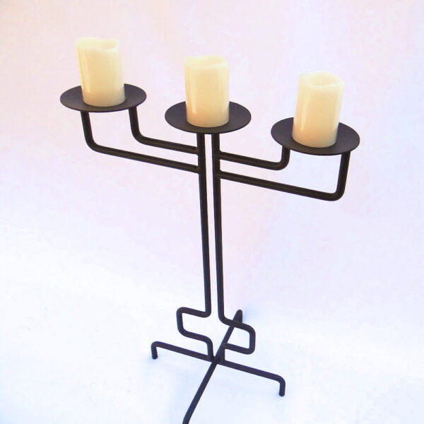 triple tray art deco candlestick with candles