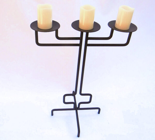 triple tray art deco candle holder with candles