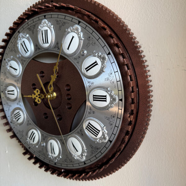 Steampunk victorian cog clock - side view
