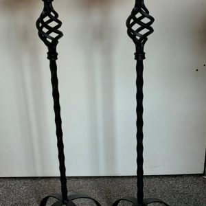 half height floor standing candle holder in black with candles