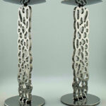 modern metal luxury candle holders - chrome pair