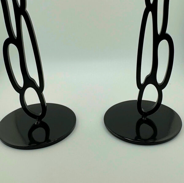 modern metal luxury candle holders - black pair bases