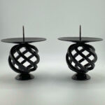 intricate table top candle holders - black colour pair