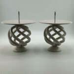 intricate table top candle holders - ivory colour