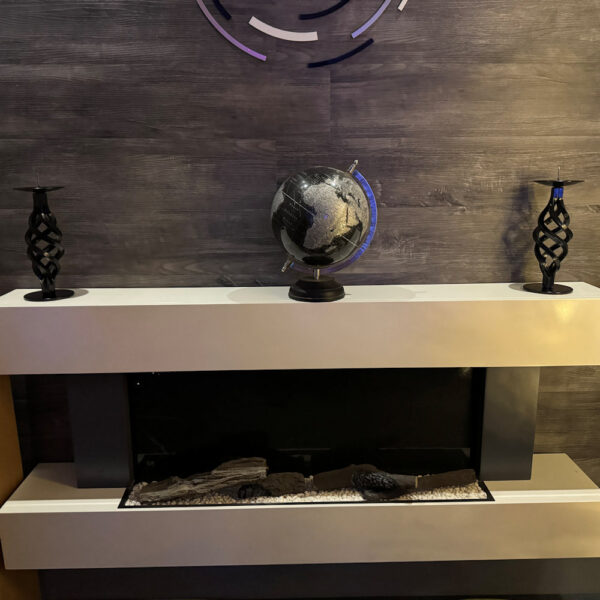 twisted spiral candle holder - top of fireplace